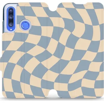 Pouzdro na mobilní telefon Flipové pouzdro Mobiwear - Honor 20 Lite - VA59S Modrá a béžová šachovnice (Knížkové flip pouzdro, obal, kryt na mobil Honor 20 Lite - VA59S Modrá a béžová šachovnice, materiál Umělá kůže + TPU - ochrana 360°, stojánek, silikonová vanička, magnetické)