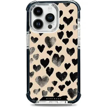Pouzdro na mobilní telefon Odolný obal Mobiwear MagSafe Elite Bumper - Apple iPhone 14 Pro Max - DA51D Černá srdíčka (Odolný kryt, pouzdro, obal Mobiwear Elite Bumper na mobil Apple iPhone 14 Pro Max - DA51D Černá srdíčka, materiál Plast + TPU silikon + kov - zesílená ochrana)