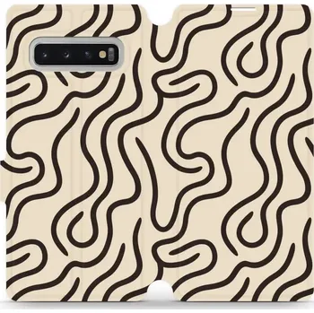 Pouzdro na mobilní telefon Flipové pouzdro Mobiwear - Samsung Galaxy S10 Plus - VA60S Linky (Knížkové flip pouzdro, obal, kryt na mobil Samsung Galaxy S10 Plus - VA60S Linky, materiál Umělá kůže + TPU - ochrana 360°, stojánek, silikonová vanička, magnetické zavírání)