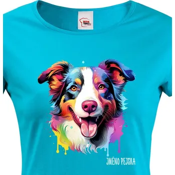 Dámské tričko Dámské tričko Border kólie, Barva Modrá, Velikost L, Canvas Dámské tričko s krátkým rukávem 2431