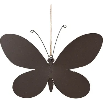 Růžovo-bílá kovová závěsná dekorace motýl M - 22*44*14 cm
