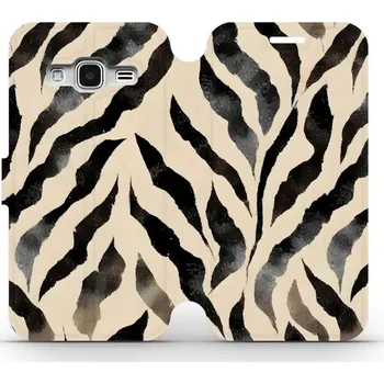 Pouzdro na mobilní telefon Flipové pouzdro Mobiwear - Samsung Galaxy J3 2016 - VA53S Zebří (Knížkové flip pouzdro, obal, kryt na mobil Samsung Galaxy J3 2016 - VA53S Zebří, materiál Umělá kůže + TPU - ochrana 360°, stojánek, silikonová vanička, magnetické zavírání)