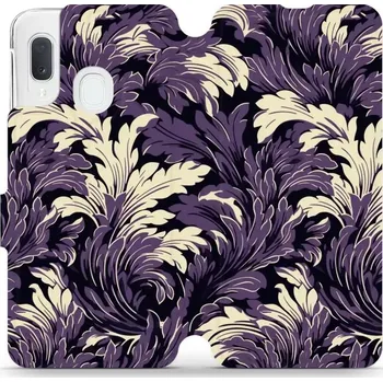 Pouzdro na mobilní telefon Flipové pouzdro Mobiwear - Samsung Galaxy A20e - VA46S Fialové rostliny (Knížkové flip pouzdro, obal, kryt na mobil Samsung Galaxy A20e - VA46S Fialové rostliny, materiál Umělá kůže + TPU - ochrana 360°, stojánek, silikonová vanička, magnetické zavírání)