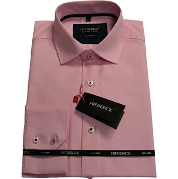 Pánská košile Pánská košile s dlouhým rukávem - střih SLIM - vzor F630 - růžová barva - 40