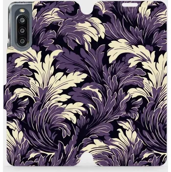 Pouzdro na mobilní telefon Flipové pouzdro Mobiwear - Sony Xperia 10 IV - VA46S Fialové rostliny (Knížkové flip pouzdro, obal, kryt na mobil Sony Xperia 10 IV - VA46S Fialové rostliny, materiál Umělá kůže + TPU - ochrana 360°, stojánek, silikonová vanička, magnetické zavírání)