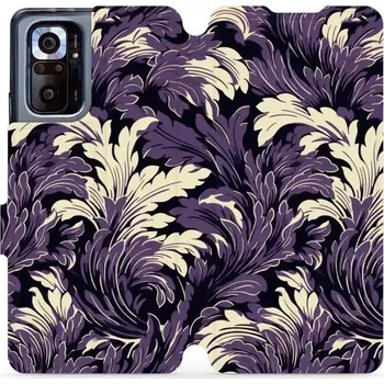 Pouzdro na mobilní telefon Flipové pouzdro Mobiwear - Xiaomi Redmi Note 10 Pro - VA46S Fialové rostliny (Knížkové flip pouzdro, obal, kryt na mobil Xiaomi Redmi Note 10 Pro - VA46S Fialové rostliny, materiál Umělá kůže + TPU - ochrana 360°, stojánek, silikonová vanička, magnetické)