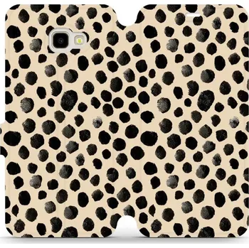 Pouzdro na mobilní telefon Flipové pouzdro Mobiwear - Samsung Galaxy J4 Plus 2018 - VA50S Černé puntíky (Knížkové flip pouzdro, obal, kryt na mobil Samsung Galaxy J4 Plus 2018 - VA50S Černé puntíky, materiál Umělá kůže + TPU - ochrana 360°, stojánek, silikonová vanička, magnetické)