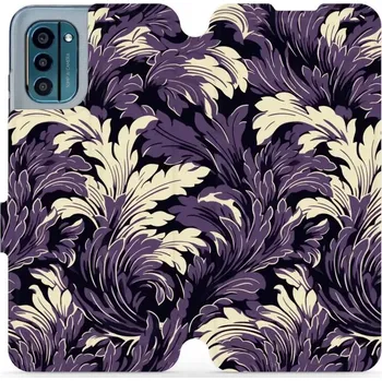 Pouzdro na mobilní telefon Flipové pouzdro Mobiwear - Nokia G21 - VA46S Fialové rostliny (Knížkové flip pouzdro, obal, kryt na mobil Nokia G21 - VA46S Fialové rostliny, materiál Umělá kůže + TPU - ochrana 360°, stojánek, silikonová vanička, magnetické zavírání)