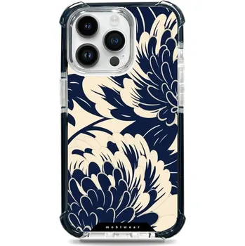 Pouzdro na mobilní telefon Odolný obal Mobiwear MagSafe Elite Bumper - Apple iPhone 14 Pro Max - DA40D Modré a béžové květy (Odolný kryt, pouzdro, obal Mobiwear Elite Bumper na mobil Apple iPhone 14 Pro Max - DA40D Modré a béžové květy, materiál Plast + TPU silikon + kov - zesílená