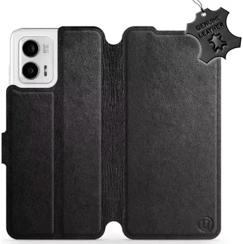 Pouzdro na mobilní telefon Flipové kožené pouzdro Mobiwear na mobil Motorola Moto G73 5G - Černé - L_BLS - VÝPRODEJ (Luxusní flip obal, kryt, pouzdro Mobiwear pro mobilní telefon Motorola Moto G73 5G - Černé - kožené - L_BLS Black Leather)