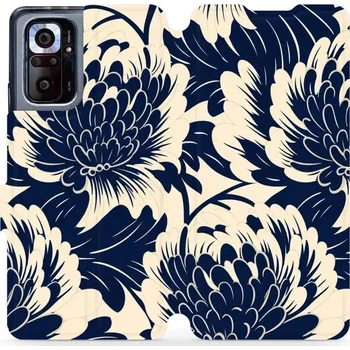 Pouzdro na mobilní telefon Flipové pouzdro Mobiwear - Xiaomi Redmi Note 10 Pro - VA40S Modré a béžové květy (Knížkové flip pouzdro, obal, kryt na mobil Xiaomi Redmi Note 10 Pro - VA40S Modré a béžové květy, materiál Umělá kůže + TPU - ochrana 360°, stojánek, silikonová vanička,)