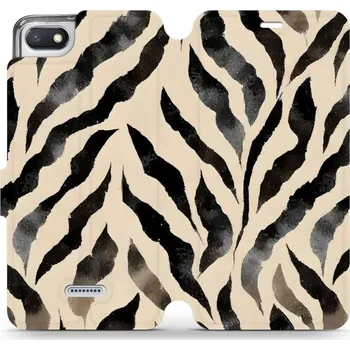 Pouzdro na mobilní telefon Flipové pouzdro Mobiwear - Xiaomi Redmi 6A - VA53S Zebří (Knížkové flip pouzdro, obal, kryt na mobil Xiaomi Redmi 6A - VA53S Zebří, materiál Umělá kůže + TPU - ochrana 360°, stojánek, silikonová vanička, magnetické zavírání)