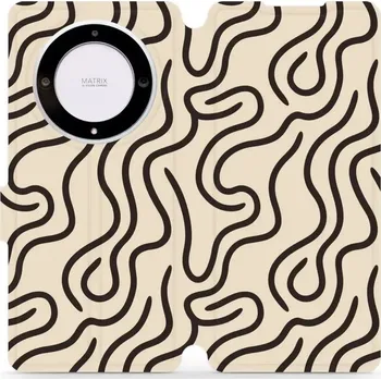 Pouzdro na mobilní telefon Flipové pouzdro Mobiwear - Honor Magic5 Lite 5G - VA60S Linky (Knížkové flip pouzdro, obal, kryt na mobil Honor Magic5 Lite 5G - VA60S Linky, materiál Umělá kůže + TPU - ochrana 360°, stojánek, silikonová vanička, magnetické zavírání)