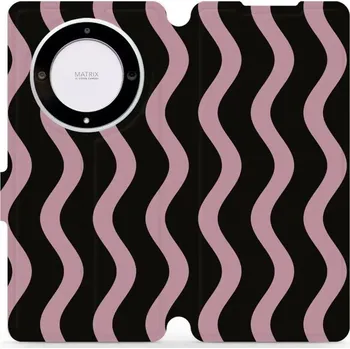 Pouzdro na mobilní telefon Flipové pouzdro Mobiwear - Honor Magic5 Lite 5G - VA54S Fialové vlnky (Knížkové flip pouzdro, obal, kryt na mobil Honor Magic5 Lite 5G - VA54S Fialové vlnky, materiál Umělá kůže + TPU - ochrana 360°, stojánek, silikonová vanička, magnetické zavírání)