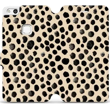 Pouzdro na mobilní telefon Flipové pouzdro Mobiwear - Huawei P10 Lite - VA50S Černé puntíky (Knížkové flip pouzdro, obal, kryt na mobil Huawei P10 Lite - VA50S Černé puntíky, materiál Umělá kůže + TPU - ochrana 360°, stojánek, silikonová vanička, magnetické zavírání)