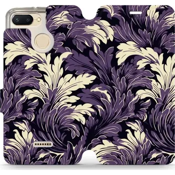 Pouzdro na mobilní telefon Flipové pouzdro Mobiwear - Xiaomi Redmi 6 - VA46S Fialové rostliny (Knížkové flip pouzdro, obal, kryt na mobil Xiaomi Redmi 6 - VA46S Fialové rostliny, materiál Umělá kůže + TPU - ochrana 360°, stojánek, silikonová vanička, magnetické zavírání)
