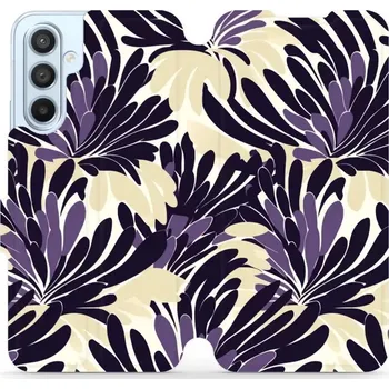 Pouzdro na mobilní telefon Flipové pouzdro Mobiwear - Samsung Galaxy A54 5G - VA47S Fialová flóra (Knížkové flip pouzdro, obal, kryt na mobil Samsung Galaxy A54 5G - VA47S Fialová flóra, materiál Umělá kůže + TPU - ochrana 360°, stojánek, silikonová vanička, magnetické zavírání)