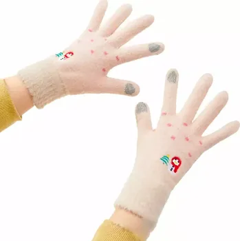 Rukavice Dámské zimní rukavice na dotykový displej mobilu se sněhulákem a vánočním stromečkem - béžové (Hezoučké rukavice Women's winter telephone gloves with a snowman and a Christmas tree - beige)