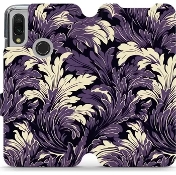 Pouzdro na mobilní telefon Flipové pouzdro Mobiwear - Xiaomi Redmi 7 - VA46S Fialové rostliny (Knížkové flip pouzdro, obal, kryt na mobil Xiaomi Redmi 7 - VA46S Fialové rostliny, materiál Umělá kůže + TPU - ochrana 360°, stojánek, silikonová vanička, magnetické zavírání)