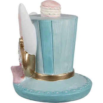 Dekorace modrý klobouk s králičíma ušima - 9*8*9 cm