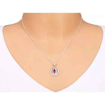 Přívěsek Přívěsek ze stříbra 925, růžové zirkonové zrnko, dvojitá obruba, čiré zirkony