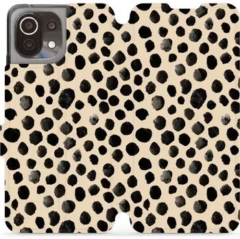 Pouzdro na mobilní telefon Flipové pouzdro Mobiwear - Xiaomi 11 Lite 5G NE / Xiaomi Mi 11 Lite - VA50S Černé puntíky (Knížkové flip pouzdro, obal, kryt na mobil Xiaomi 11 Lite 5G NE / Xiaomi Mi 11 Lite - VA50S Černé puntíky, materiál Umělá kůže + TPU - ochrana 360°, stojánek,)