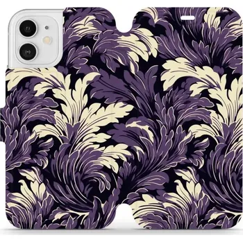 Pouzdro na mobilní telefon Flipové pouzdro Mobiwear - Apple iPhone 12 / 12 Pro - VA46S Fialové rostliny (Knížkové flip pouzdro, obal, kryt na mobil Apple iPhone 12 / 12 Pro - VA46S Fialové rostliny, materiál Umělá kůže + TPU - ochrana 360°, stojánek, silikonová vanička, magnetické)