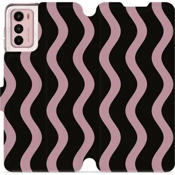 Pouzdro na mobilní telefon Flipové pouzdro Mobiwear - Motorola Moto G42 - VA54S Fialové vlnky (Knížkové flip pouzdro, obal, kryt na mobil Motorola Moto G42 - VA54S Fialové vlnky, materiál Umělá kůže + TPU - ochrana 360°, stojánek, silikonová vanička, magnetické zavírání)