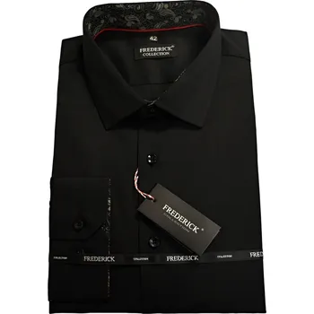 Pánská košile Pánská košile s dlouhým rukávem - střih REGULAR - vzor F108 - černá barva - 42