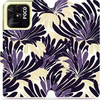 Pouzdro na mobilní telefon Flipové pouzdro Mobiwear - Xiaomi POCO C40 - VA47S Fialová flóra (Knížkové flip pouzdro, obal, kryt na mobil Xiaomi POCO C40 - VA47S Fialová flóra, materiál Umělá kůže + TPU - ochrana 360°, stojánek, silikonová vanička, magnetické zavírání)