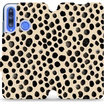 Pouzdro na mobilní telefon Flipové pouzdro Mobiwear - Honor 20 Lite - VA50S Černé puntíky (Knížkové flip pouzdro, obal, kryt na mobil Honor 20 Lite - VA50S Černé puntíky, materiál Umělá kůže + TPU - ochrana 360°, stojánek, silikonová vanička, magnetické zavírání)