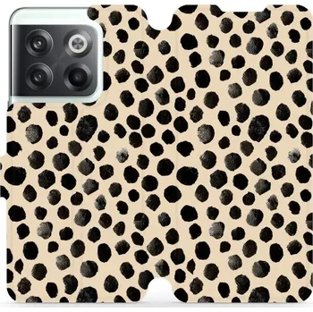 Pouzdro na mobilní telefon Flipové pouzdro Mobiwear - OnePlus 10T - VA50S Černé puntíky (Knížkové flip pouzdro, obal, kryt na mobil OnePlus 10T - VA50S Černé puntíky, materiál Umělá kůže + TPU - ochrana 360°, stojánek, silikonová vanička, magnetické zavírání)