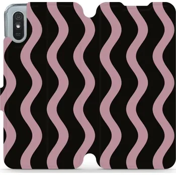 Pouzdro na mobilní telefon Flipové pouzdro Mobiwear - Xiaomi Redmi 9A / 9AT - VA54S Fialové vlnky (Knížkové flip pouzdro, obal, kryt na mobil Xiaomi Redmi 9A / 9AT - VA54S Fialové vlnky, materiál Umělá kůže + TPU - ochrana 360°, stojánek, silikonová vanička, magnetické zavírání)