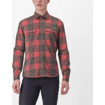 Cyklistické oblečení CASTELLI košile - UNLIMITED FLANNEL - červená