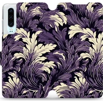 Pouzdro na mobilní telefon Flipové pouzdro Mobiwear - Huawei P30 - VA46S Fialové rostliny (Knížkové flip pouzdro, obal, kryt na mobil Huawei P30 - VA46S Fialové rostliny, materiál Umělá kůže + TPU - ochrana 360°, stojánek, silikonová vanička, magnetické zavírání)