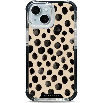 Pouzdro na mobilní telefon Odolný obal Mobiwear MagSafe Elite Bumper - Apple iPhone 15 - DA50D Černé puntíky (Odolný kryt, pouzdro, obal Mobiwear Elite Bumper na mobil Apple iPhone 15 - DA50D Černé puntíky, materiál Plast + TPU silikon + kov - zesílená ochrana telefonu, podpora)
