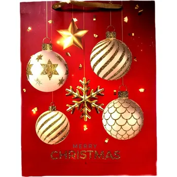 Dárková taška Dárková vánoční taška 22x31cm Zlatá a červená