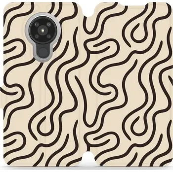 Pouzdro na mobilní telefon Flipové pouzdro Mobiwear - Nokia 5.3 - VA60S Linky (Knížkové flip pouzdro, obal, kryt na mobil Nokia 5.3 - VA60S Linky, materiál Umělá kůže + TPU - ochrana 360°, stojánek, silikonová vanička, magnetické zavírání)