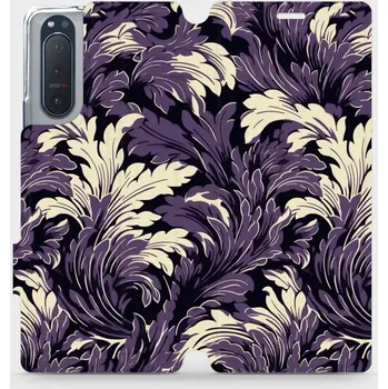 Pouzdro na mobilní telefon Flipové pouzdro Mobiwear - Sony Xperia 5 II - VA46S Fialové rostliny (Knížkové flip pouzdro, obal, kryt na mobil Sony Xperia 5 II - VA46S Fialové rostliny, materiál Umělá kůže + TPU - ochrana 360°, stojánek, silikonová vanička, magnetické zavírání)