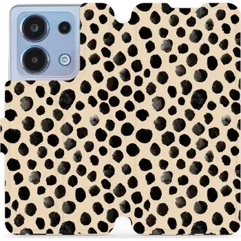 Pouzdro na mobilní telefon Flipové pouzdro Mobiwear - Xiaomi Redmi Note 13 4G - VA50S Černé puntíky (Knížkové flip pouzdro, obal, kryt na mobil Xiaomi Redmi Note 13 4G - VA50S Černé puntíky, materiál Umělá kůže + TPU - ochrana 360°, stojánek, silikonová vanička, magnetické zavírání