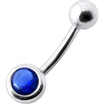 Piercing Šperky4U Stříbrný piercing do pupíku, modrý zirkon - BP01024-B