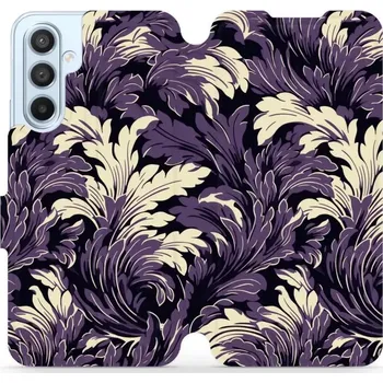 Pouzdro na mobilní telefon Flipové pouzdro Mobiwear - Samsung Galaxy A54 5G - VA46S Fialové rostliny (Knížkové flip pouzdro, obal, kryt na mobil Samsung Galaxy A54 5G - VA46S Fialové rostliny, materiál Umělá kůže + TPU - ochrana 360°, stojánek, silikonová vanička, magnetické zavírá