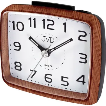 Budík Netikajcí tichý přehledný budík JVD SRP879.4 (imitace dřeva analogový tichý budík)