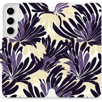 Pouzdro na mobilní telefon Flipové pouzdro Mobiwear - Samsung Galaxy S24 Plus - VA47S Fialová flóra (Knížkové flip pouzdro, obal, kryt na mobil Samsung Galaxy S24 Plus - VA47S Fialová flóra, materiál Umělá kůže + TPU - ochrana 360°, stojánek, silikonová vanička, magnetické zavírání