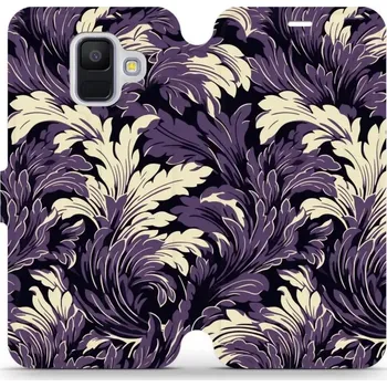 Pouzdro na mobilní telefon Flipové pouzdro Mobiwear - Samsung Galaxy A6 2018 - VA46S Fialové rostliny (Knížkové flip pouzdro, obal, kryt na mobil Samsung Galaxy A6 2018 - VA46S Fialové rostliny, materiál Umělá kůže + TPU - ochrana 360°, stojánek, silikonová vanička, magnetické)