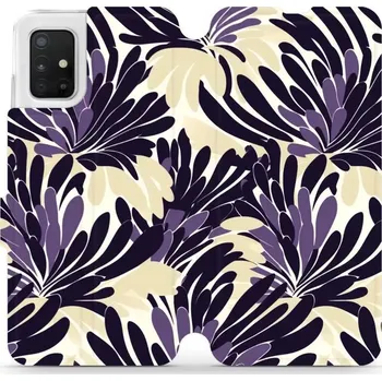 Pouzdro na mobilní telefon Flipové pouzdro Mobiwear - Samsung Galaxy A51 - VA47S Fialová flóra (Knížkové flip pouzdro, obal, kryt na mobil Samsung Galaxy A51 - VA47S Fialová flóra, materiál Umělá kůže + TPU - ochrana 360°, stojánek, silikonová vanička, magnetické zavírání)