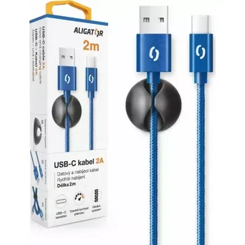 Datový kabel Datový kabel ALIGATOR PREMIUM s konektorem USB-C 2A, 2m, modrý (Datový kabel ALIGATOR PREMIUM 2A USB-C 2m, modrý)