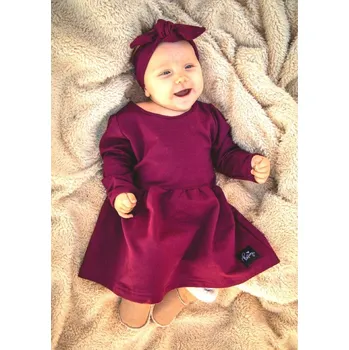Dívčí šaty Kulišárny Dívčí princess šaty BORDO VELIKOST: 68, DÉLKA RUKÁVU: DLOUHÝ RUKÁV