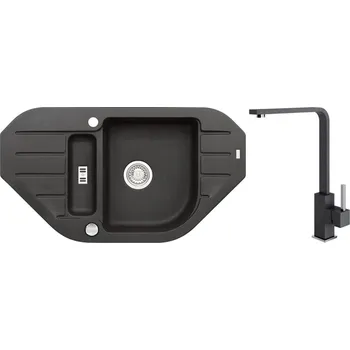 Alveus Set Niagara 60 Granitový dřez rohový 900x500 mm + baterie Afra, černá, SETA20178