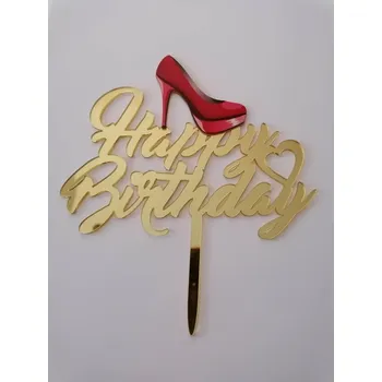 Party dekorace Loranc Zápich zlatý Happy Birthday - Bota